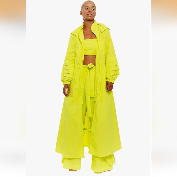 CHAOUICHE Jackets & Blazers - CHAOUICHE Women's Neon Green Long Raincoat Size L